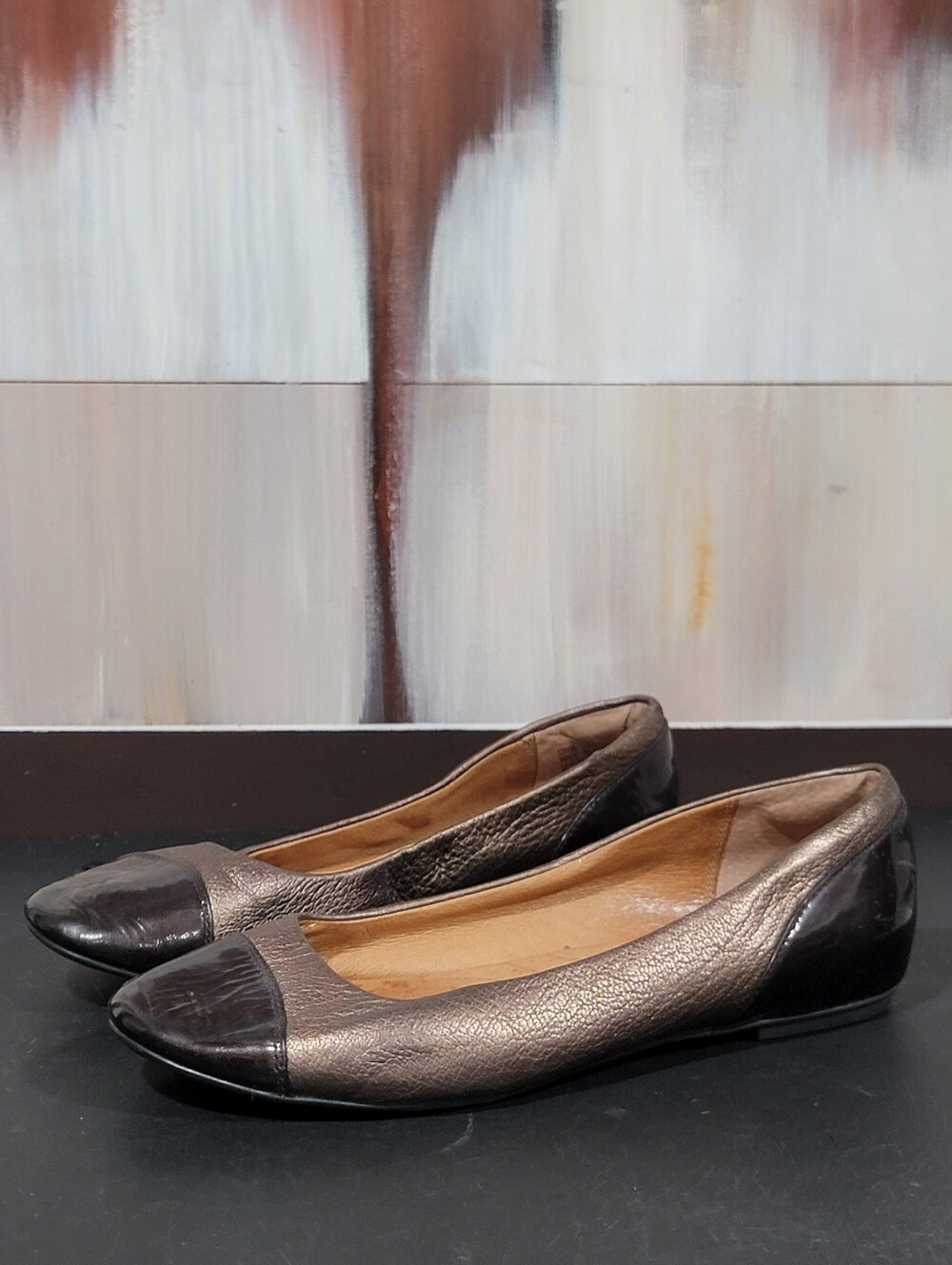 Clarks Indigo Women's Leather Ballet Flats Shoes Sz 7.5 Bronze